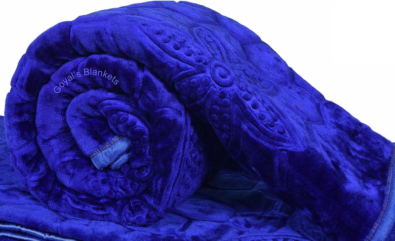 Goyal's Super Soft Mink Single Bed Blanket 500 TC, 63 X 85 Size | Weight 1.4 KG - Blue - Image 1