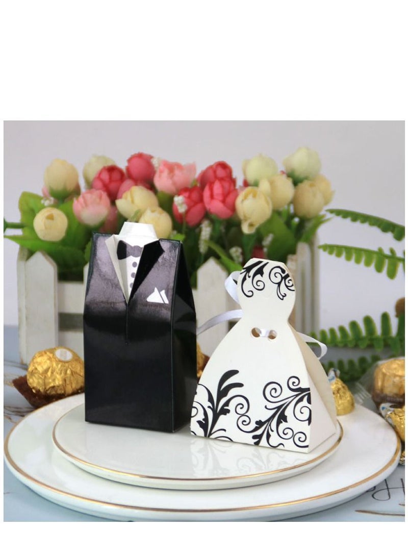 Generic - 100Pcs Wedding Favor Boxes Small Wedding Party Favor Boxes Bride And Groom Candy Boxes For Bridal Shower Decorations Dress And Suit Favor Boxes （50Pcs Suit+50Pcs Wedding Dress） - Image 1