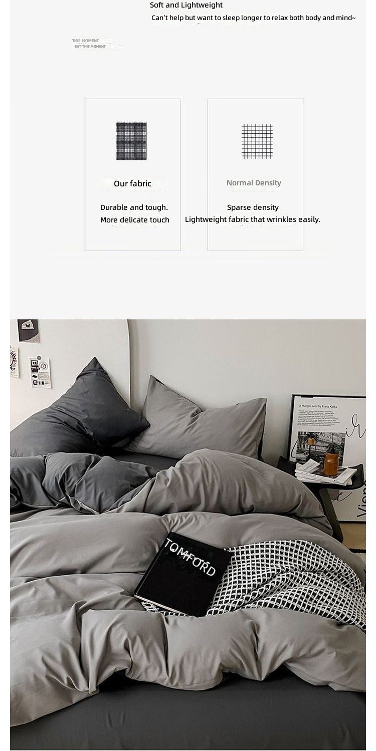 A-grade ultra soft solid color duvet cover 4-piece set, with bed sheet, bed sheet, duvet cover, pillow cover - Image 3