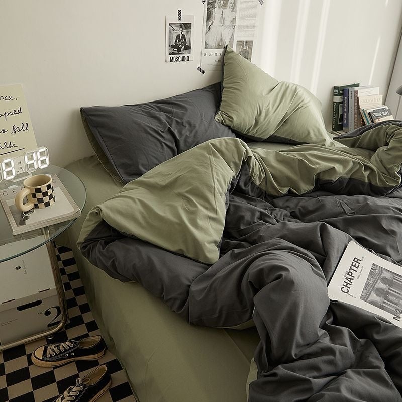A-grade ultra soft solid color duvet cover 4-piece set, with bed sheet, bed sheet, duvet cover, pillow cover - Image 1