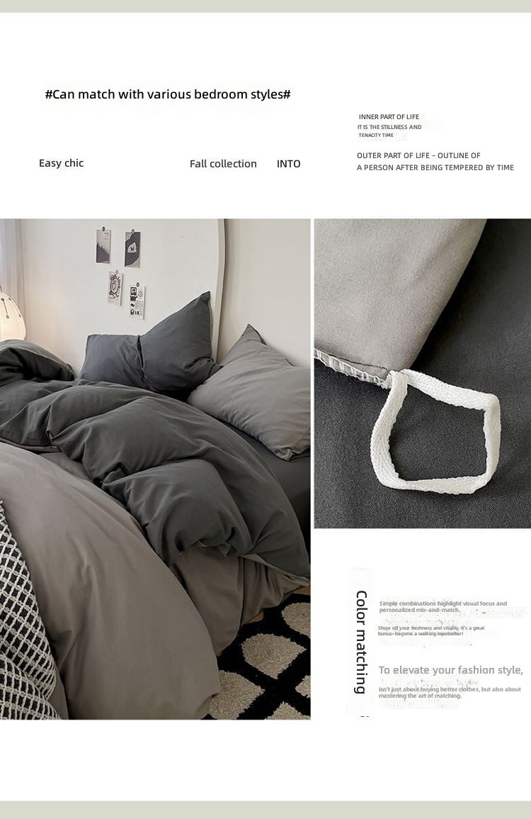 A-grade ultra soft solid color duvet cover 4-piece set, with bed sheet, bed sheet, duvet cover, pillow cover - Image 5