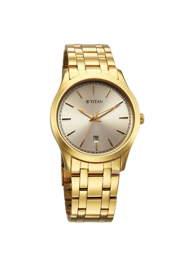 تيتان Men Analog Display Watch With Gold Stainless Steel Strap - 1823YM02