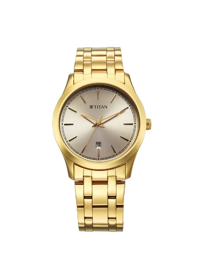 تيتان Men Analog Display Watch With Gold Stainless Steel Strap - 1823YM02