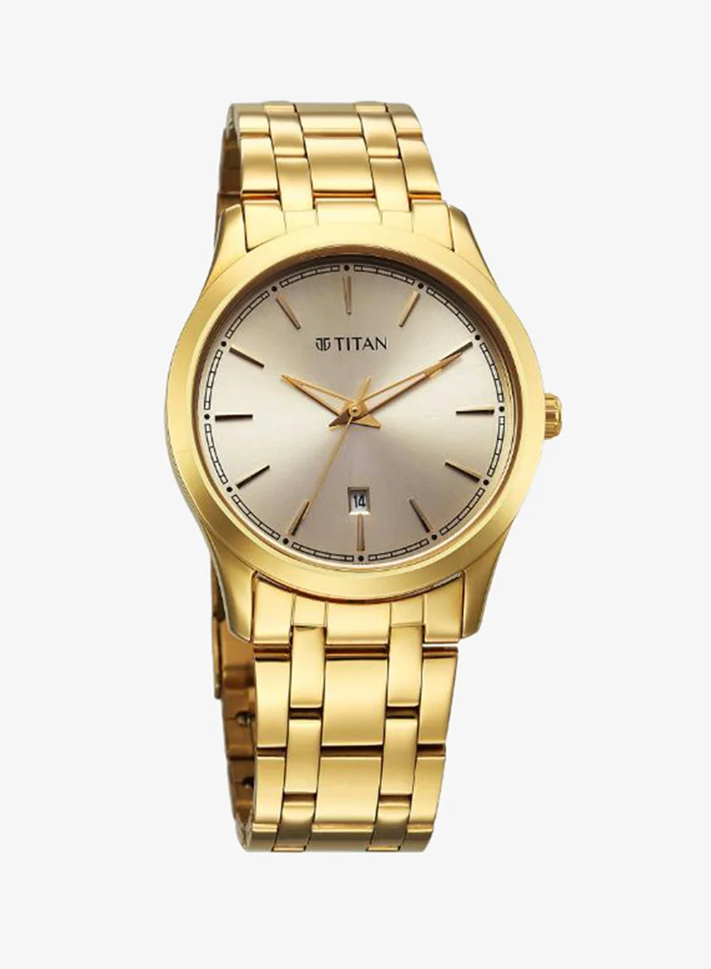 TITAN Men Analog Display Watch With Gold Stainless Steel Strap - 1823YM02