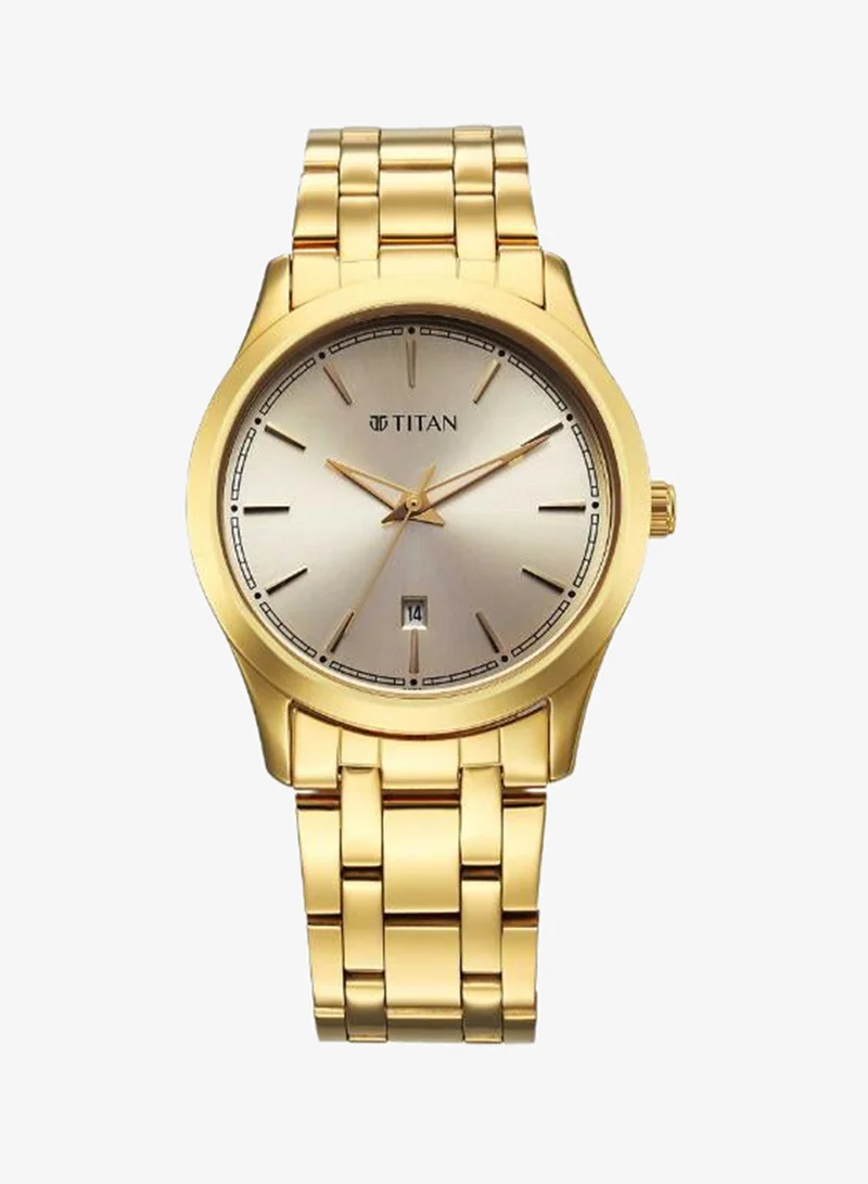 TITAN Men Analog Display Watch With Gold Stainless Steel Strap - 1823YM02