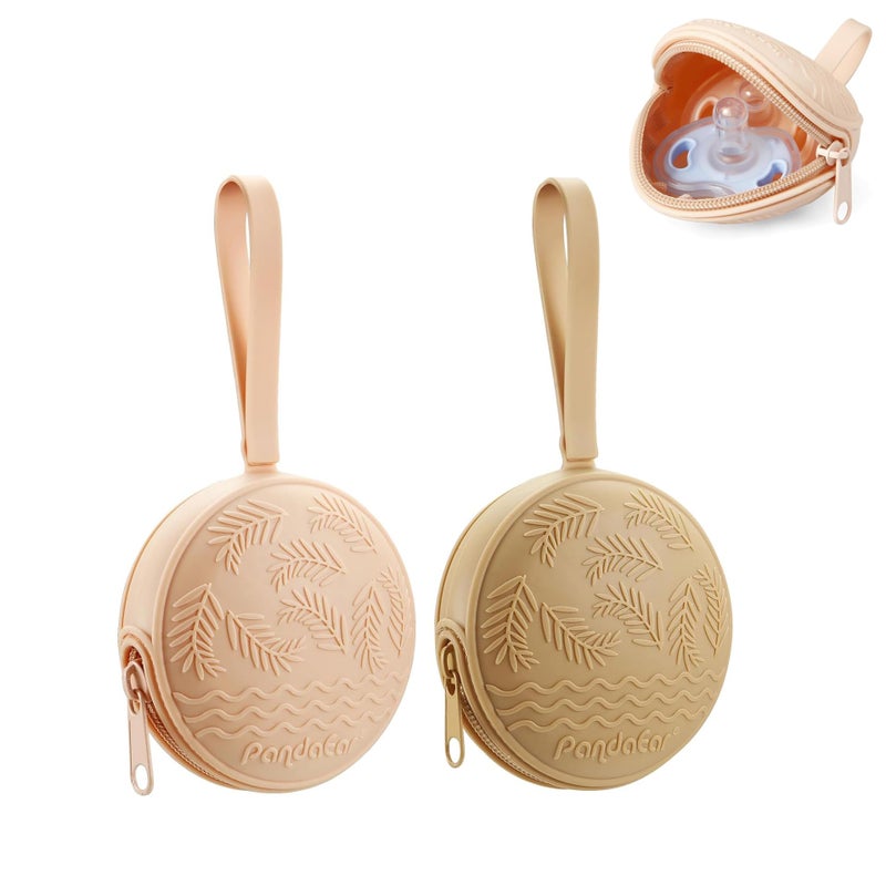 PandaEar Silicone Pacifier Holder Case for Diaper Bag, 2 Pack Baby Pacifier Case Binky Holder, Portable Pacifier Cover Pouch Organizer Bag, BPA-Free Pacifier Travel Case for Boys & Girls - Image 1