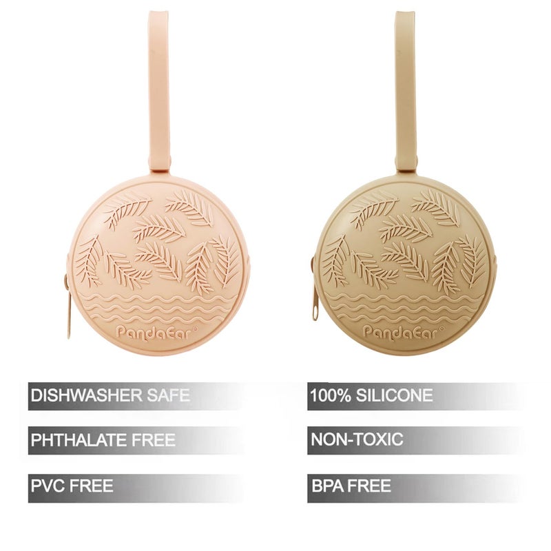 PandaEar Silicone Pacifier Holder Case for Diaper Bag, 2 Pack Baby Pacifier Case Binky Holder, Portable Pacifier Cover Pouch Organizer Bag, BPA-Free Pacifier Travel Case for Boys & Girls - Image 2