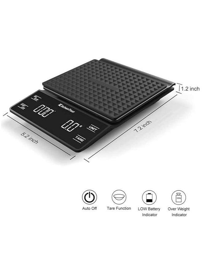 HOMESTAR Coffee Scale With Timer Kitchen Pour Over V60 Drip Digital LCD Display For Cooking Baking Waterproof Mat Weight Up To 3000G 0.1G Steps  - Image 2