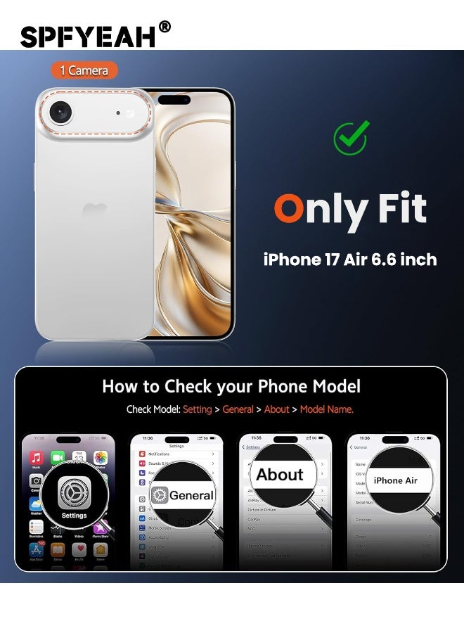 SPFYEAH [3-in-1] iPhone 17 Air Case with HD Tempered Glass Screen Protector & Camera Lens Protector, MagSafe-Compatible Rugged Shockproof Cover, Anti-Yellowing Clear Bumper Case, Anti-Scratch & Anti-Fingerprint Design (Clear Magnetic) - Image 2