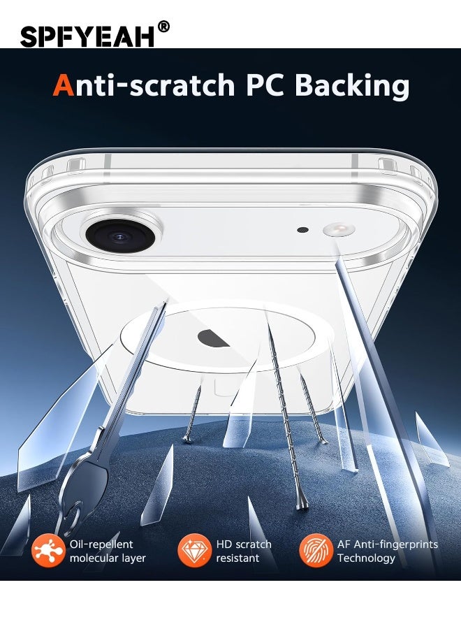 SPFYEAH [3-in-1] iPhone 17 Air Case with HD Tempered Glass Screen Protector & Camera Lens Protector, MagSafe-Compatible Rugged Shockproof Cover, Anti-Yellowing Clear Bumper Case, Anti-Scratch & Anti-Fingerprint Design (Clear Magnetic) - Image 5