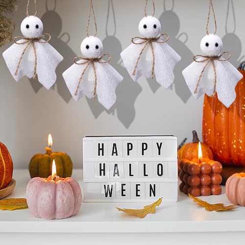 Watayo 16 Pcs Halloween Ghost Hanging Ornaments, 3 Inch Small Hanging Ghosts Tree Ornaments, Farmhouse Rustic Cloth Ghosts Hanging Decoration for Haunted House Party Yard Tree Decor - Image 5
