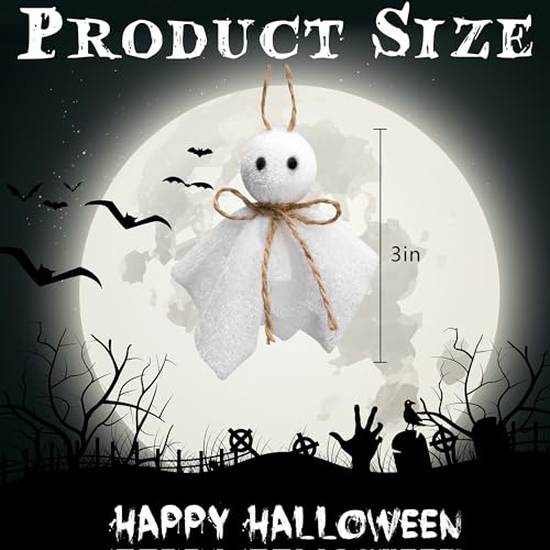 Watayo 16 Pcs Halloween Ghost Hanging Ornaments, 3 Inch Small Hanging Ghosts Tree Ornaments, Farmhouse Rustic Cloth Ghosts Hanging Decoration for Haunted House Party Yard Tree Decor - Image 2