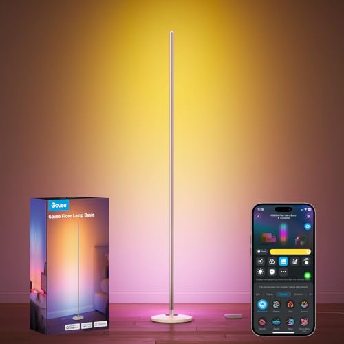 Govee RGBIC Floor Lamp Basic LED Corner Lamp Works with Alexa 1000lm Modern Floor Lamp with Music Sync and 16 Million DIY Colors Color Changing Standing Lamp for Bedroom Living Room - Image 1
