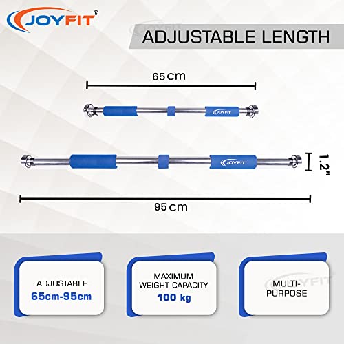 Joyfit Home Exercise Pull Up Bar|Door Safety Cap With Perfect Door Frame Fit | Chin up Bar with Easy Installation Guide | Adjustable Size upto 95 cm | Upper & Lower Body Exercises Men & Women (Blue) - Image 3