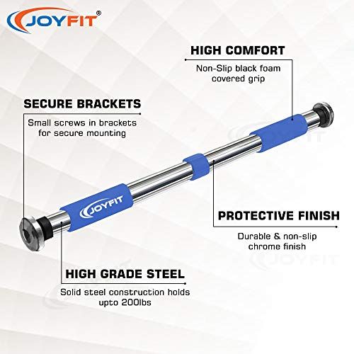 Joyfit Home Exercise Pull Up Bar|Door Safety Cap With Perfect Door Frame Fit | Chin up Bar with Easy Installation Guide | Adjustable Size upto 95 cm | Upper & Lower Body Exercises Men & Women (Blue) - Image 2