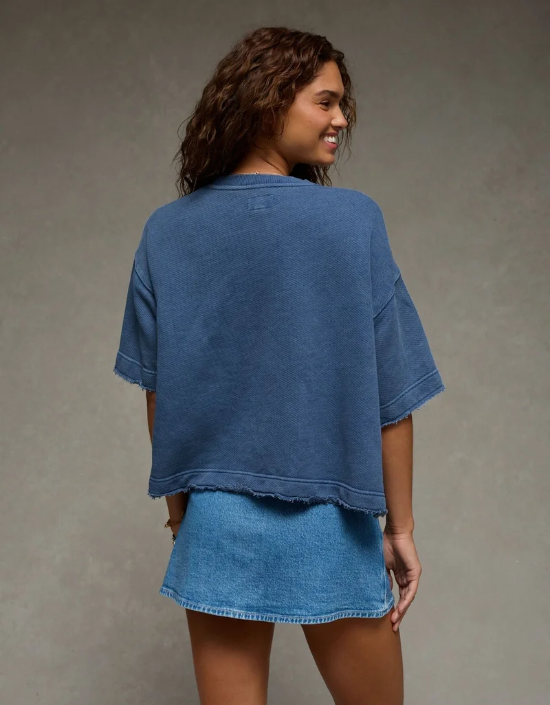 American Eagle  AE Boxy Short-Sleeve Sweatshirt for Women | Best Price UAE