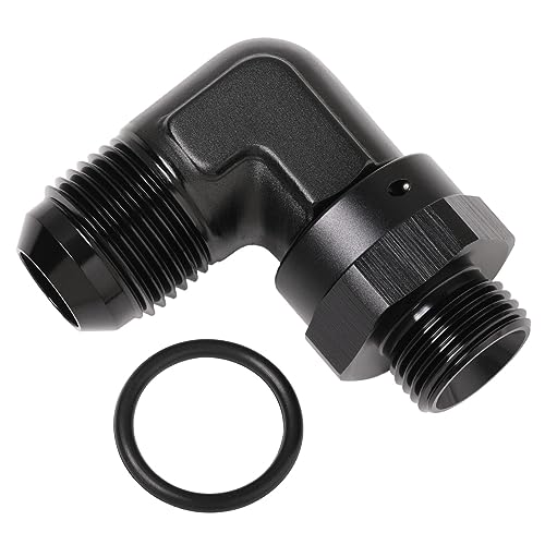 Podavelle 10AN Male Flare to 8AN 8 ORB Oring Boss 90 Degree Swivel Fitting Adapter Aluminum Black - Image 1