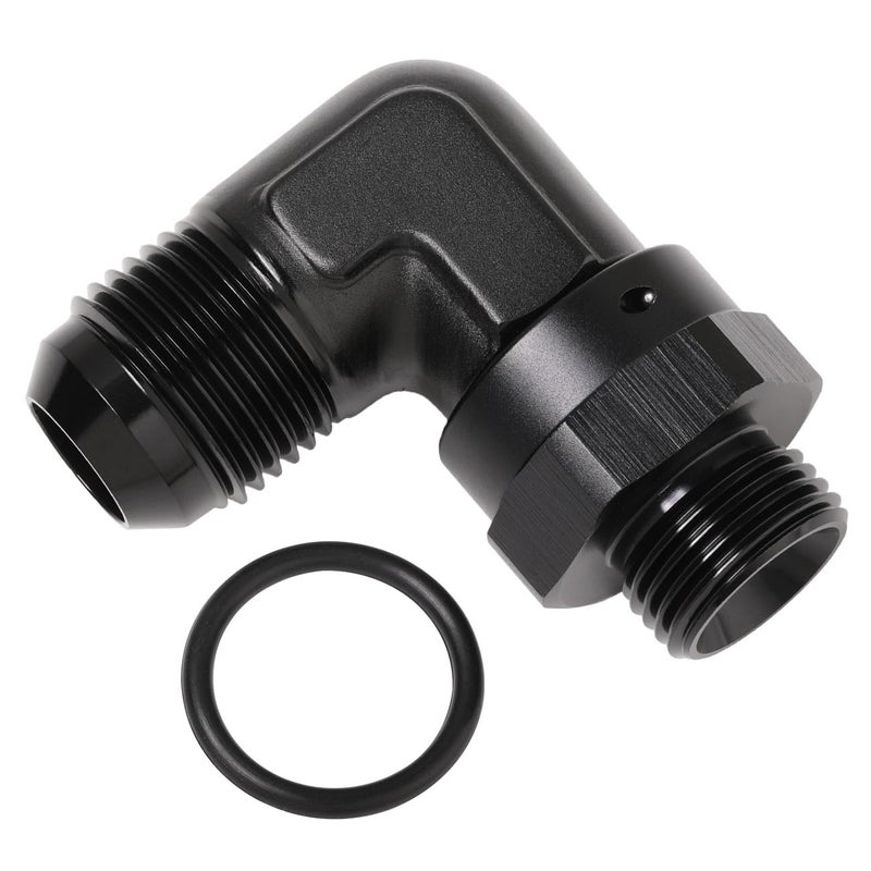 Podavelle 10AN Male Flare to 8AN 8 ORB Oring Boss 90 Degree Swivel Fitting Adapter Aluminum Black - Image 2