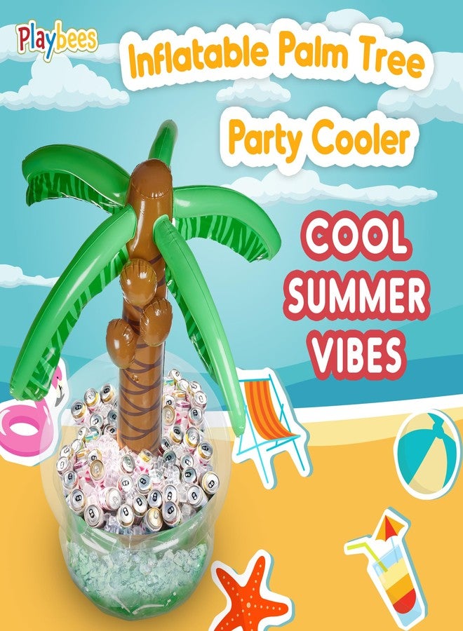 Playbees Inflatable Palm Tree Cooler 60" - Blow Up Palm Tree Luau Hawaiian Tropical Beach Theme Summer Swimming Pool Party Decorations - Outdoor Party Supplies - Kids Adults Birthday - Image 2