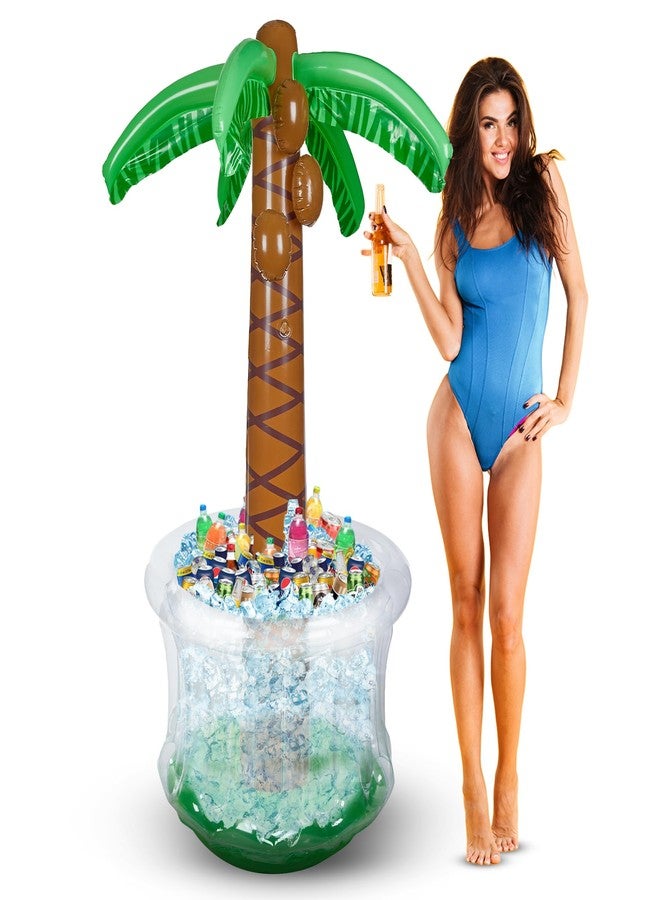 Playbees Inflatable Palm Tree Cooler 60" - Blow Up Palm Tree Luau Hawaiian Tropical Beach Theme Summer Swimming Pool Party Decorations - Outdoor Party Supplies - Kids Adults Birthday - Image 1