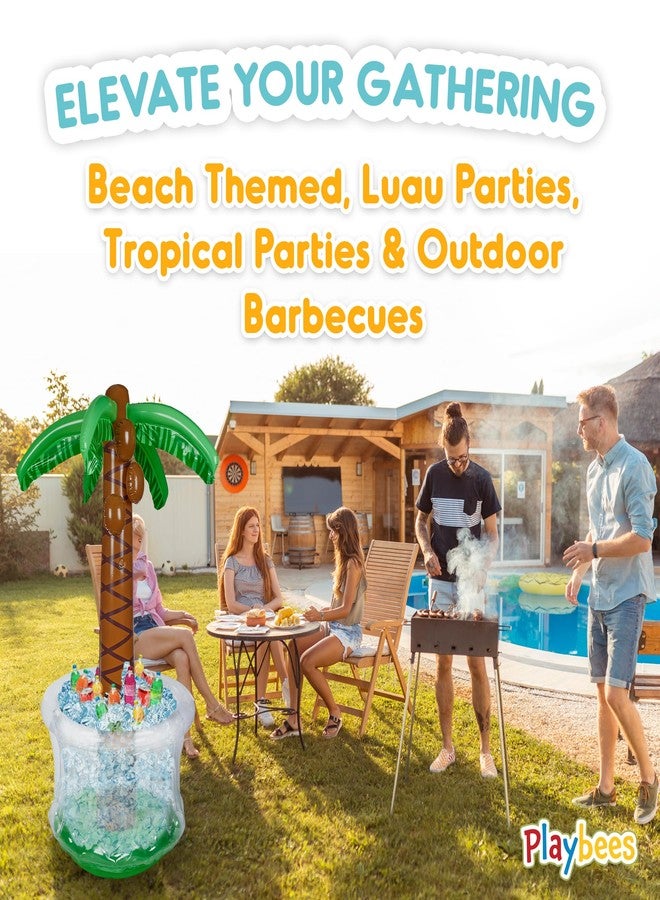 Playbees Inflatable Palm Tree Cooler 60" - Blow Up Palm Tree Luau Hawaiian Tropical Beach Theme Summer Swimming Pool Party Decorations - Outdoor Party Supplies - Kids Adults Birthday - Image 3
