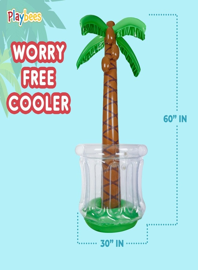 Playbees Inflatable Palm Tree Cooler 60" - Blow Up Palm Tree Luau Hawaiian Tropical Beach Theme Summer Swimming Pool Party Decorations - Outdoor Party Supplies - Kids Adults Birthday - Image 4