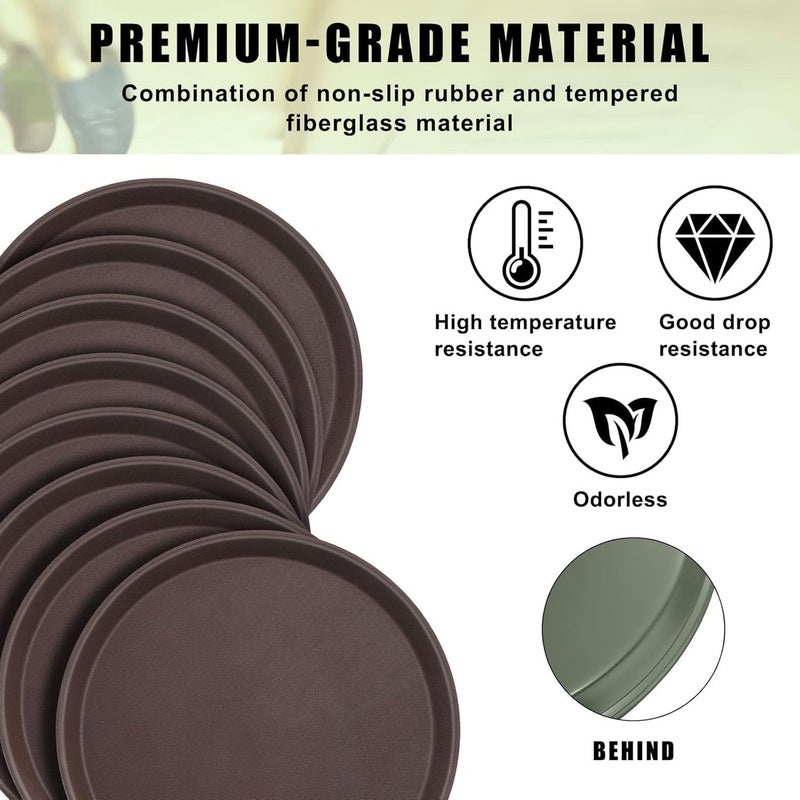 BS B&S Round Non-Slip Plastic Serving Tray 3 pc Set (35 cm) - Image 3