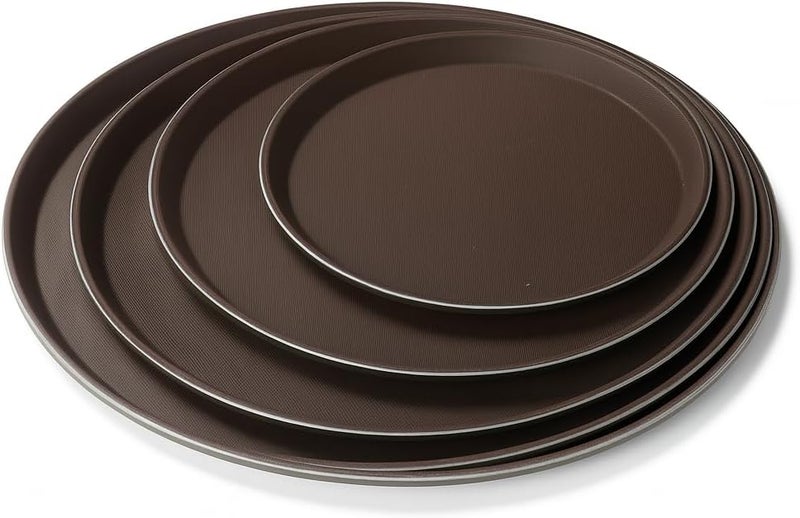 BS B&S Round Non-Slip Plastic Serving Tray 3 pc Set (35 cm) - Image 1