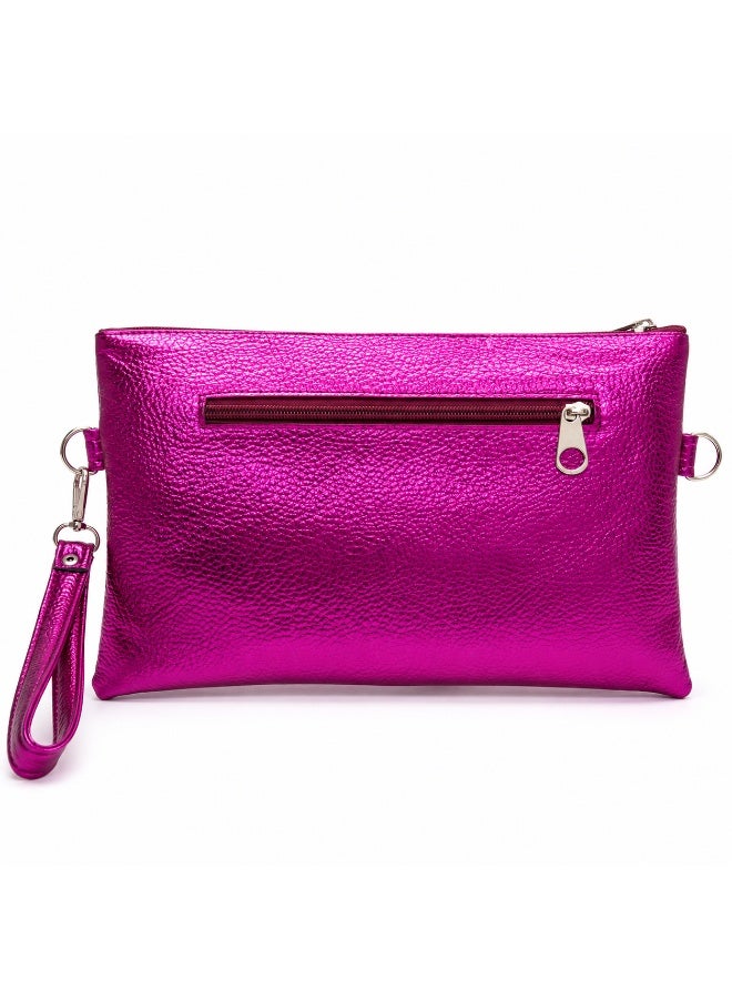 Women’s Studded Clutch Bag with Detachable Shoulder Chain and Wrist Strap, Zipper Evening Crossbody Purse - Image 4