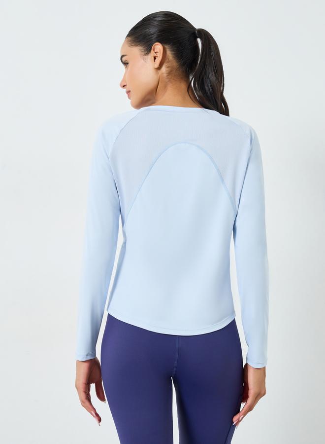 Styli Active Back Inverted U Shape Mesh Insert Long Sleeve Top - Image 4