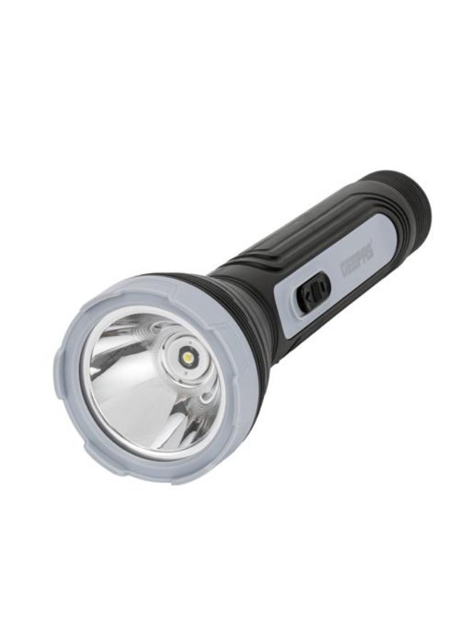 GEEPAS Advanced Rechargeable LED Torch: Heavy-Duty, High-Luminosity with Precision Optics, Extended Runtime (4-Hour), Lead-Acid Battery, Ergonomic & Compact Design for Versatile Indoor & Outdoor Illumination (Camping, Hiking, Emergency) - Black/Grey  - Image 2
