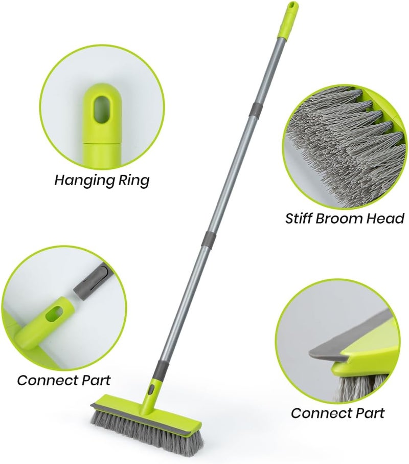 TrueYee Floor Scrub Brush 2 in 1 Scrape and Stiff Bristle Deck Brush for Cleaning Concrete, Patio, Garage, Kitchen, Carpet and Bathroom 57" Long Handle Cross product compatible - Image 2