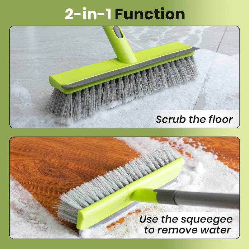 TrueYee Floor Scrub Brush 2 in 1 Scrape and Stiff Bristle Deck Brush for Cleaning Concrete, Patio, Garage, Kitchen, Carpet and Bathroom 57" Long Handle Cross product compatible - Image 4