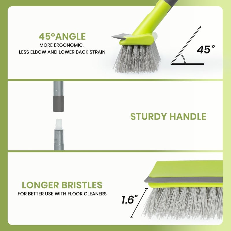 TrueYee Floor Scrub Brush 2 in 1 Scrape and Stiff Bristle Deck Brush for Cleaning Concrete, Patio, Garage, Kitchen, Carpet and Bathroom 57" Long Handle Cross product compatible - Image 3