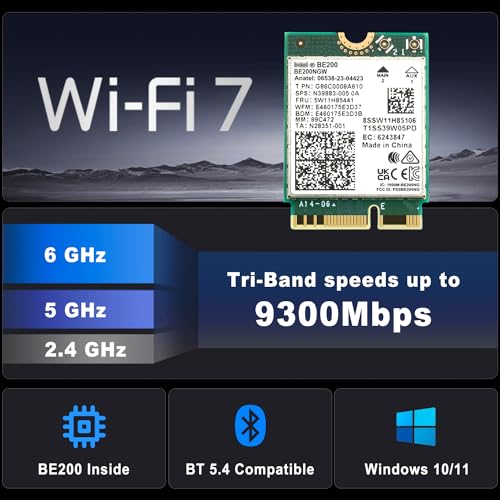 OKN WiFi 7 BE200NGW WiFi M.2 Card Tri-Band 802.11be WiFi Module, 6-Stream 9.3Gbps, Bluetooth 5.4, 4K QAM, 320MHz, 802.11BE Adapter for Laptop and PC, Support Windows 10/11 64bit (Not Support All AMD CPU) - Image 2