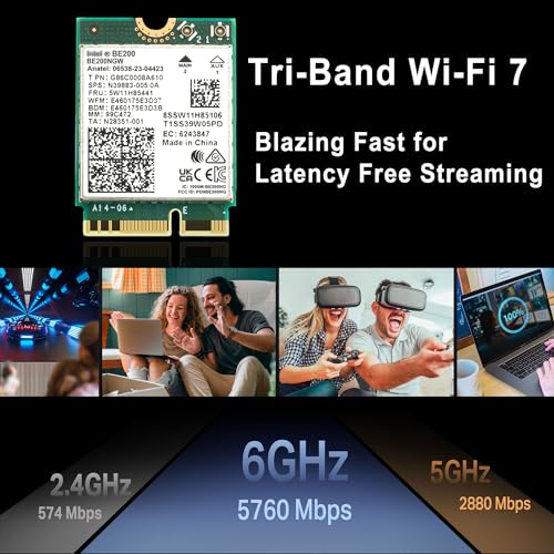 OKN WiFi 7 BE200NGW WiFi M.2 Card Tri-Band 802.11be WiFi Module, 6-Stream 9.3Gbps, Bluetooth 5.4, 4K QAM, 320MHz, 802.11BE Adapter for Laptop and PC, Support Windows 10/11 64bit (Not Support All AMD CPU) - Image 3