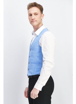 French Connection Men Slim Fit Textured Sleeveless Blazer Vest, Blue Combo  - Image 2