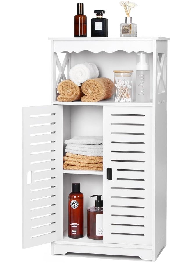 TPGP Bathroom Storage Cabinets, White Floor Free Standing Cabinet, Home Waterproof Storage Furniture for Bedroom Kitchen Hallway, Cupboard Unit with Daily use Layer, 75x24x34cm  - Image 1