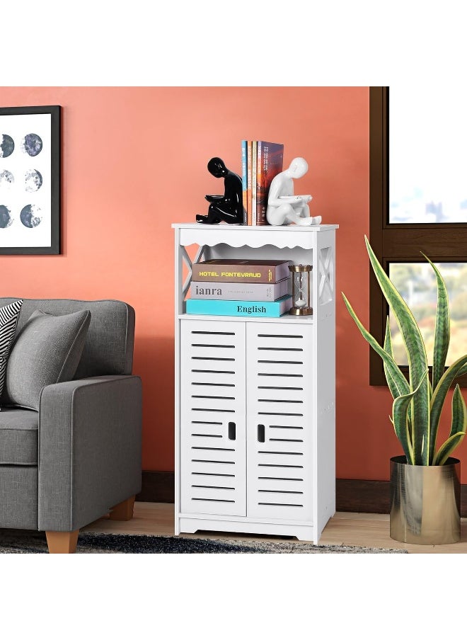 TPGP Bathroom Storage Cabinets, White Floor Free Standing Cabinet, Home Waterproof Storage Furniture for Bedroom Kitchen Hallway, Cupboard Unit with Daily use Layer, 75x24x34cm  - Image 2