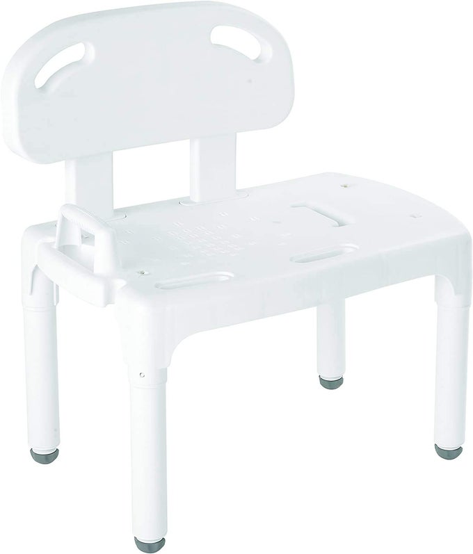 UNIVERSAL TUB TRANSFER BENCH BATH SEAT WITH BACKREST SHOWER CHAIR FOR ELDERLY AND DISABLED TRANSFER BENCH SHOWER SEAT FOR BATHTUB WITH ADJUSTABLE LEGS CONVERTS TO RIGHT OR LEFT HAND ENTRY