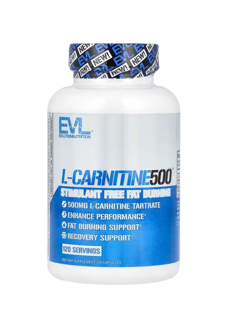 EVLUTION NUTRITION L-Carnitine500, 500 mg 120 Capsules - Image 1