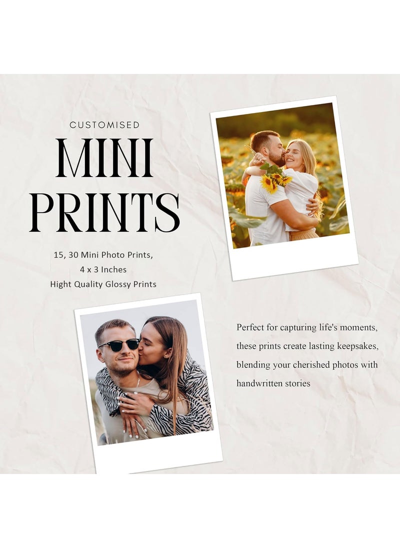 PINESFRAME PINESFRAME Customised Mini Photo Prints 4x3 Inches Set of 30 Photos Vintage Polaroid Style Personalized for Birthday Anniversary Home Decor White  - Image 3
