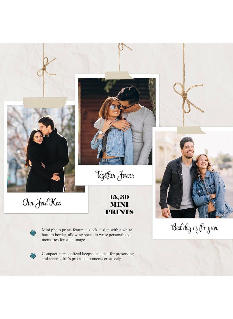 PINESFRAME PINESFRAME Customised Mini Photo Prints 4x3 Inches Set of 30 Photos Vintage Polaroid Style Personalized for Birthday Anniversary Home Decor White  - Image 4