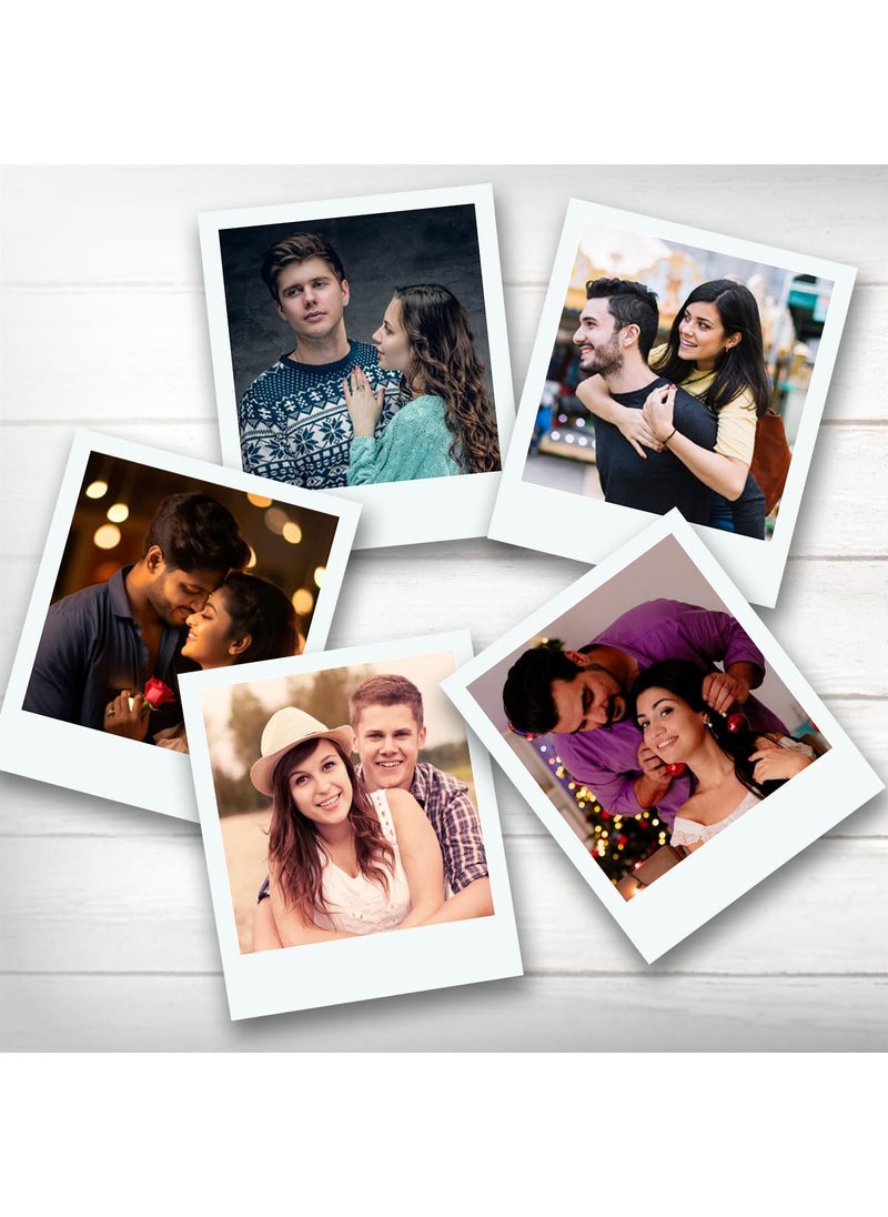 PINESFRAME PINESFRAME Customised Mini Photo Prints 4x3 Inches Set of 30 Photos Vintage Polaroid Style Personalized for Birthday Anniversary Home Decor White  - Image 1