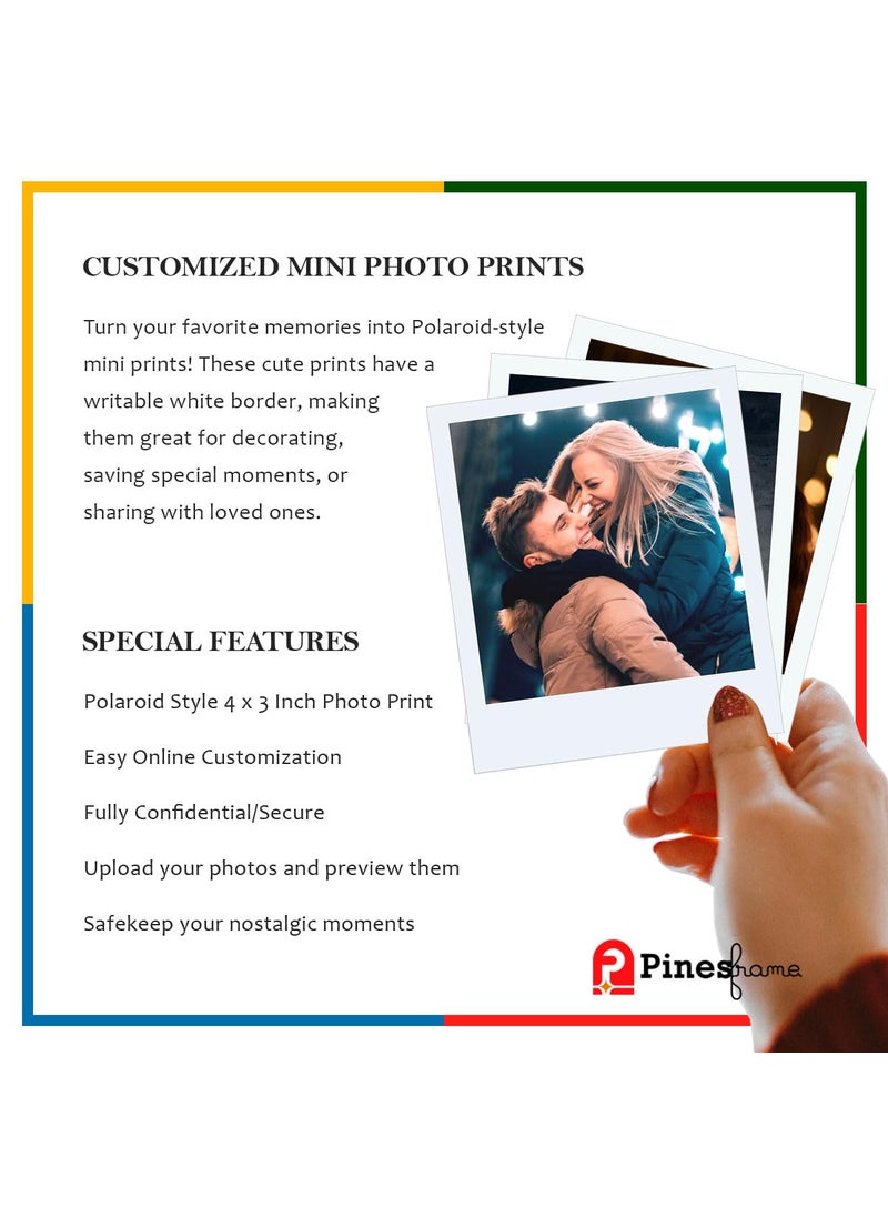 PINESFRAME PINESFRAME Customised Mini Photo Prints 4x3 Inches Set of 30 Photos Vintage Polaroid Style Personalized for Birthday Anniversary Home Decor White  - Image 5