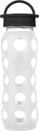 Lifefactory 22Ounce BPAFree Glass Water Bottle with Classic Cap and Protective Silicone Sleeve White - Image 1