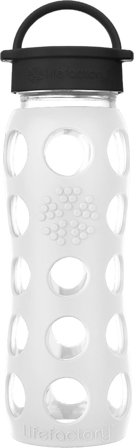 Lifefactory 22Ounce BPAFree Glass Water Bottle with Classic Cap and Protective Silicone Sleeve White - Image 2