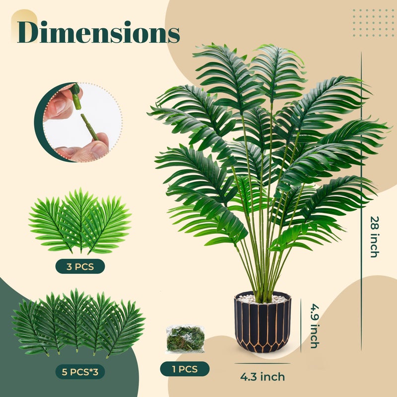 Der Rose Fake Plants Tall Artificial Palm Tree Faux Plants Indoor for Living Room Home House Decor - Image 3