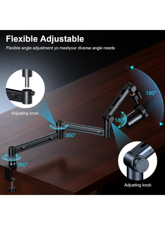 FlashHawk Microphone Boom Arm, Low Profile Mic Stand 360° Rotatable Desk Mount For Blue Yeti,Snowball iCE,HyperX QuadCast,SoloCast,Elgato Wave,Etc - Image 3