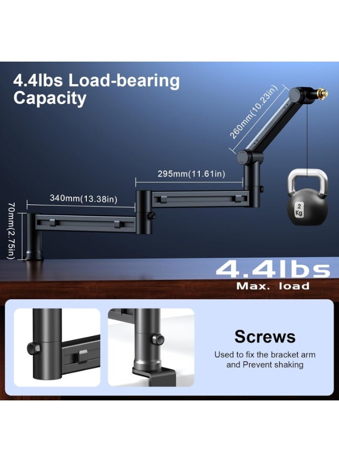 FlashHawk Microphone Boom Arm, Low Profile Mic Stand 360° Rotatable Desk Mount For Blue Yeti,Snowball iCE,HyperX QuadCast,SoloCast,Elgato Wave,Etc - Image 4